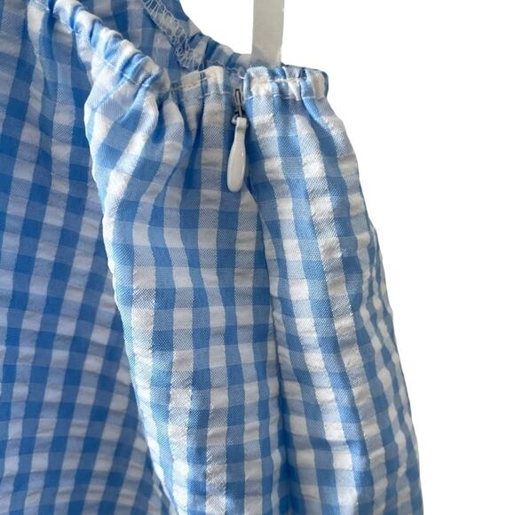 H&M Divided Blue White Cut Out Gingham Dress size Medium Searsucker - Picture 10 of 11